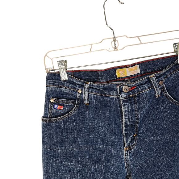 Vintage Wrangler Twenty X Tulsa Straight Leg Jeans Dark Blue Denim Size 9x34 - Picture 7 of 10